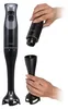 A hand is shown detaching the mixing attachment from a black immersion blender. Another hand is shown holding the mixing attachment. Produktbild-Vorschau
