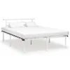 A white metal bed frame with two pillows on a white mattress. Produktbild-Vorschau