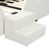A close-up view of a white upholstered bed with integrated steps. Anteprima dell’immagine prodotto