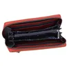 An open red wallet with multiple compartments and a patterned lining. Anteprima dell’immagine prodotto
