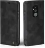 A black flip cover case for a smartphone is shown from two angles. Produktbild-Vorschau