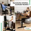 Collage of images showing a woman working at a standing desk, another woman using a treadmill desk, and a woman sitting at a standing desk on an exercise ball. Produktbild-Vorschau