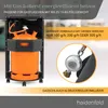 A gas heater with a gas cylinder inside, showing a close-up of the regulator and hose. Produktbild-Vorschau