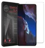 A product packaging for a screen protector is shown next to a smartphone with a screen protector applied. Produktbild-Vorschau