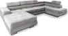 A large, U-shaped sectional sofa in a light gray fabric, shown from a slightly elevated side angle against a white background. Produktbild-Vorschau