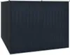 A dark gray metal shed shown from a slightly angled front view. Produktbild-Vorschau