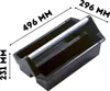 A black toolbox with a silver handle is shown from a diagonal angle against a white background. Dimensions are indicated by arrows and text. Podgląd zdjęcia produktu