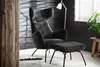 KAWOLA Sessel LOTTE Ohrensessel velvet schwarz mit Hocker Produktbild-Vorschau 2