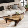 Vrygle Table Basse Ronde en Verre avec Pieds en Bois – Voir les images du produit 8