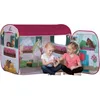 Two young girls playing inside a toy horse stable tent. Produktbild-Vorschau
