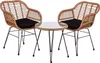 A three-piece rattan bistro set with two chairs and a table on a white background. Podgląd zdjęcia produktu