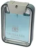 Moderner Glasflakon Trussardi Blue Land mit abgerundeter Form, silbernem Aufsatz und dezentem Farbverlauf. Produktbild-Vorschau