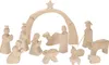 A wooden nativity scene set with figures and animals. Produktbild-Vorschau