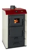 A freestanding wood-burning stove with a red top and cream-colored sides. Podgląd zdjęcia produktu