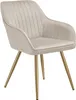 A single beige upholstered chair with gold legs on a white background. Náhled obrázku produktu