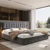 A modern bedroom with a large bed, wardrobe, and a view of the outdoors. Produktbild-Vorschau