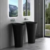 doporro Lavabo Colonne Rond Noir Vasque sur Pied Solid Voir les images du produit 2