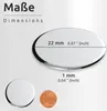The image shows a diagram illustrating the dimensions of a product, with a coin for scale. Náhľad obrázku produktu