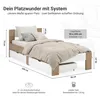 Holzbett 90x200 mit 2 Bettkästen Bett Eiche Braun Weiß Holz Náhled obrázku produktu 3