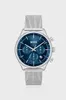 Chronographenuhr mit blauem Zifferblatt und Mesh-Armband Produktbild-Vorschau 2