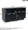 A diagram showing the dimensions of a black sideboard. Produktbild-Vorschau