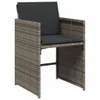 A single outdoor chair with a grey rattan weave and a black cushion, isolated on a white background. Produktbild-Vorschau