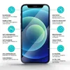 A smartphone screen protector with feature callouts. Produktbild-Vorschau