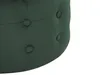 A close-up view of a dark green upholstered pouf with button tufting. Náhled obrázku produktu