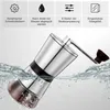 A coffee grinder partially submerged in water, with informational graphics above. Produktbild-Vorschau