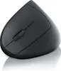 A black vertical ergonomic mouse is shown from a slightly elevated angle on a white background. Produktbild-Vorschau