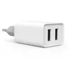 A white dual USB wall charger with a gray plug. Produktbild-Vorschau