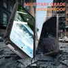 A phone case is shown in a dramatic setting with cracked pavement and a broken phone in the background, emphasizing its protective qualities. Anteprima dell’immagine prodotto