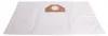 A white vacuum cleaner bag with a brown cardboard attachment for the vacuum cleaner's intake port. Produktbild-Vorschau