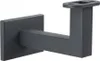 A dark gray metal handrail bracket with a square opening at the top for a handrail, mounted on a white background. Produktbild-Vorschau