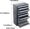 A gray, multi-drawer organizer cabinet with dimensions indicated by text overlays. Anteprima dell’immagine prodotto