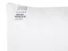 A close-up of a white fabric tag attached to a white product, showing care instructions and certifications. Podgląd zdjęcia produktu