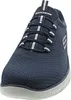 A close-up view of a navy blue Skechers shoe. Náhled obrázku produktu