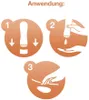 An instructional diagram showing three steps for using a product, likely a massage gel or lubricant. Podgląd zdjęcia produktu