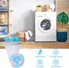 A laundry room scene with a washing machine, laundry baskets, and product accessories. Produktbild-Vorschau