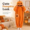 Halloween pompoen pyjama – Pluizen jumpsuit met capuchon Productafbeelding-voorbeeld 4