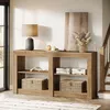 A wooden console table is set up in a hallway or living room, decorated with a lamp, fruit, and decorative items. Produktbild-Vorschau