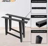 A product image showcasing black metal table legs with inset diagrams highlighting features. Podgląd zdjęcia produktu