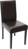 A single brown faux leather dining chair with dark wooden legs is shown against a white background. Produktbild-Vorschau