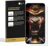 A product box for a screen protector with installation instructions and a smartphone screen with a graphic overlay. Produktbild-Vorschau