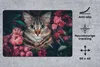 MuchoWow® Schreibtischunterlage Katze - Blumen - Tiere - Produktbild-Vorschau 2