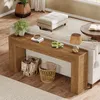 A living room scene featuring a wooden console table behind a sofa, with decorative items and baskets. Anteprima dell’immagine prodotto