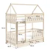 A diagram of a wooden bunk bed with dimensions labeled. Produktbild-Vorschau