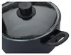 A close-up view of a black pot with a glass lid. Náhled obrázku produktu