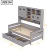 A diagram of a gray bed frame with dimensions indicated by numbers and lines. Produktbild-Vorschau