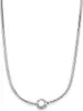 A silver Pandora necklace with a central charm, displayed on a white background. Podgląd zdjęcia produktu